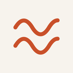 Ruffly app icon — two persimmon waves on warm paper